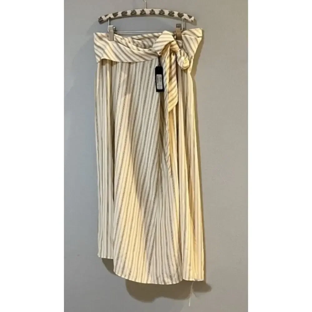 Rag & Bone Felix Stripe Silk Skirt Yellow size 12